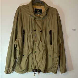 Vintage Orvis Field/Outdoor/Sportsman Coat Hidden Hood Cotton w/Leather Sz XL